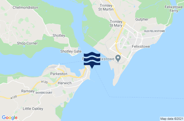 Mapa da tábua de marés em Harwich - Sailing Club Beach, United Kingdom