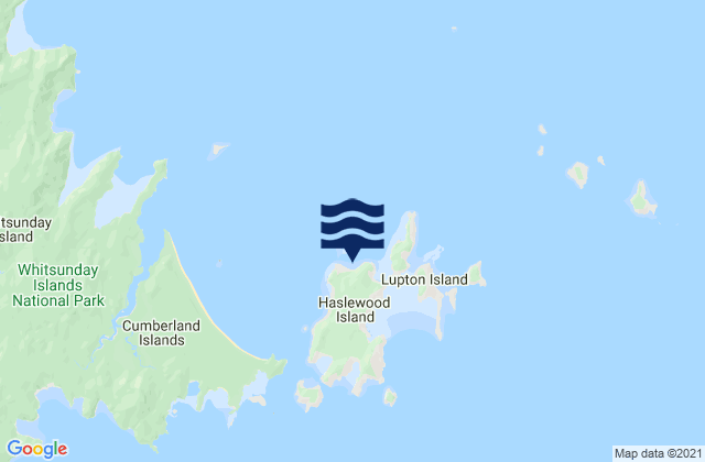 Mapa da tábua de marés em Haslewood Island, Australia