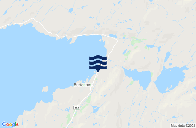 Mapa da tábua de marés em Hasvik, Norway