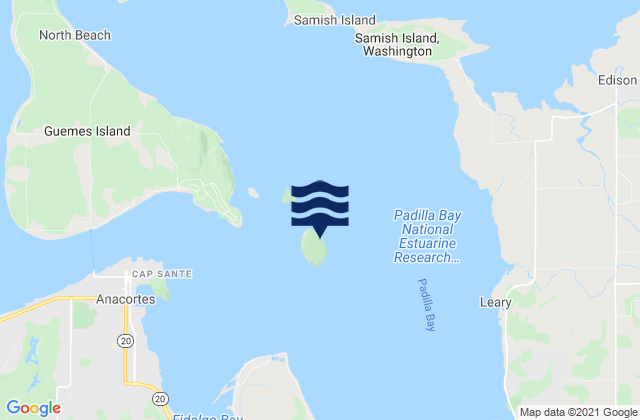 Mapa da tábua de marés em Hat Island, United States