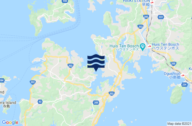 Mapa da tábua de marés em Hatakezimo, Japan