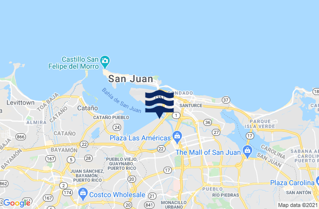 Mapa da tábua de marés em Hato Rey Norte Barrio, Puerto Rico