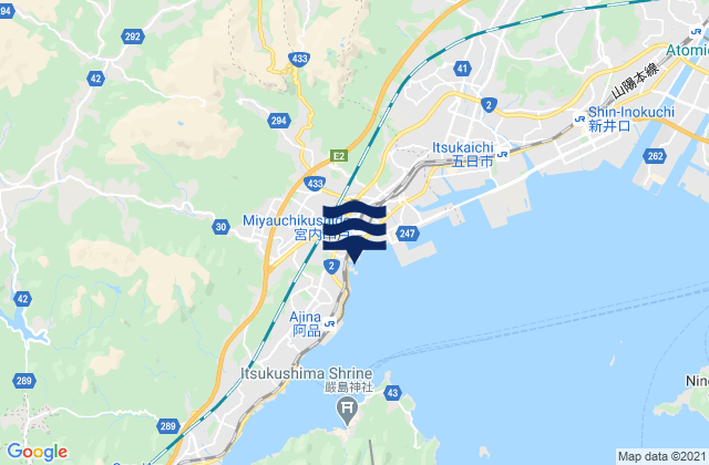 Mapa da tábua de marés em Hatsukaichi-shi, Japan