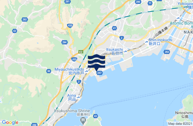 Mapa da tábua de marés em Hatsukaichi, Japan