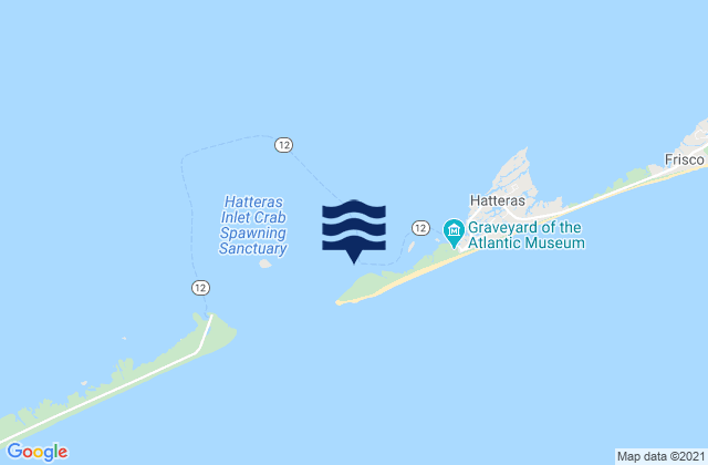 Mapa da tábua de marés em Hatteras Inlet, United States