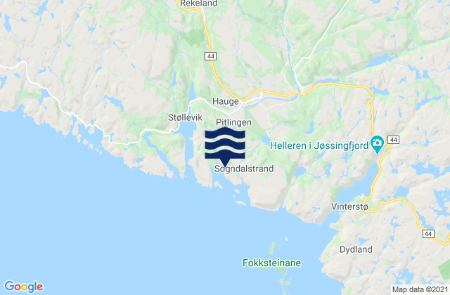 Mapa da tábua de marés em Hauge i Dalane, Norway