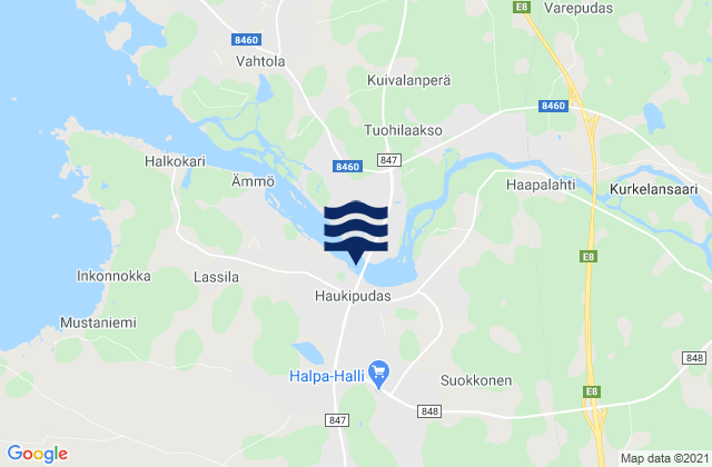 Mapa da tábua de marés em Haukipudas, Finland