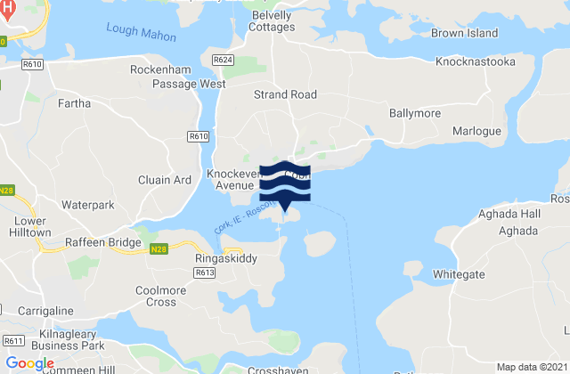 Mapa da tábua de marés em Haulbowline Island, Ireland