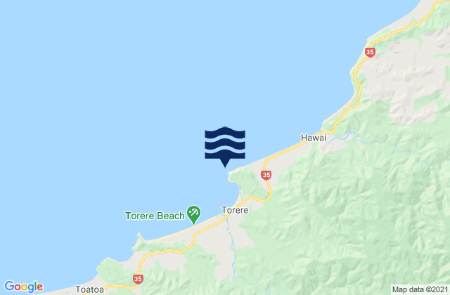 Mapa da tábua de marés em Haurere Point, New Zealand