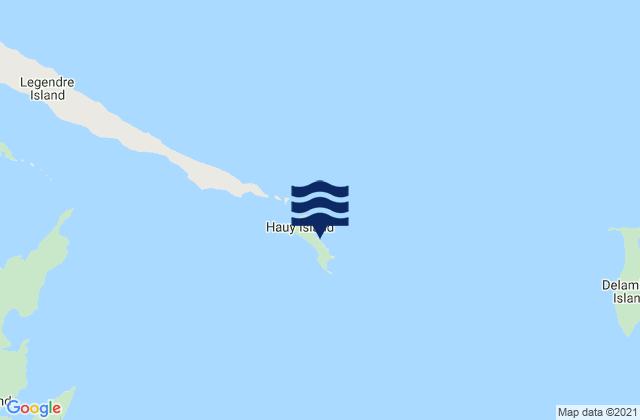 Mapa da tábua de marés em Hauy Island, Australia