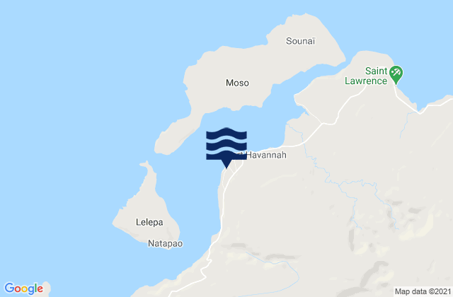 Mapa da tábua de marés em Havannah Harbor Efate Island, New Caledonia