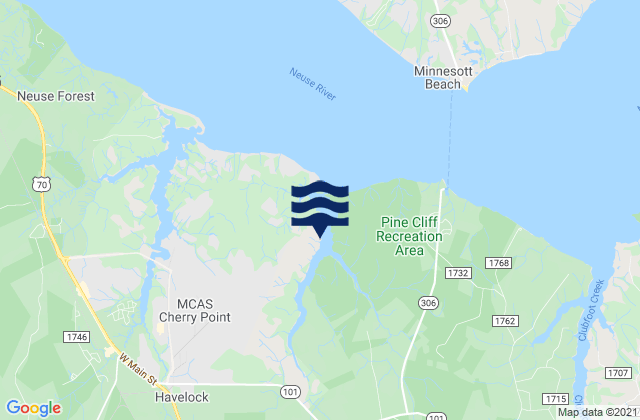 Mapa da tábua de marés em Havelock, United States