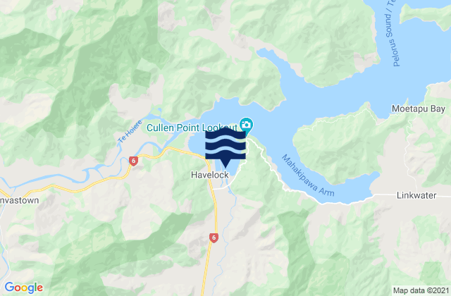 Mapa da tábua de marés em Havelock, New Zealand