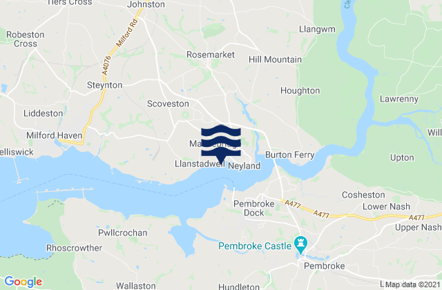 Mapa da tábua de marés em Haverfordwest, United Kingdom