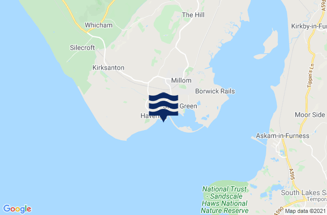 Mapa da tábua de marés em Haverigg Beach, United Kingdom
