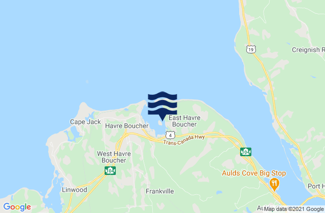 Mapa da tábua de marés em Havre Boucher, Canada