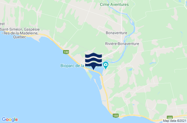 Mapa da tábua de marés em Havre de Beaubassin, Canada