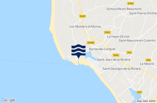 Mapa da tábua de marés em Havre de Carteret, France