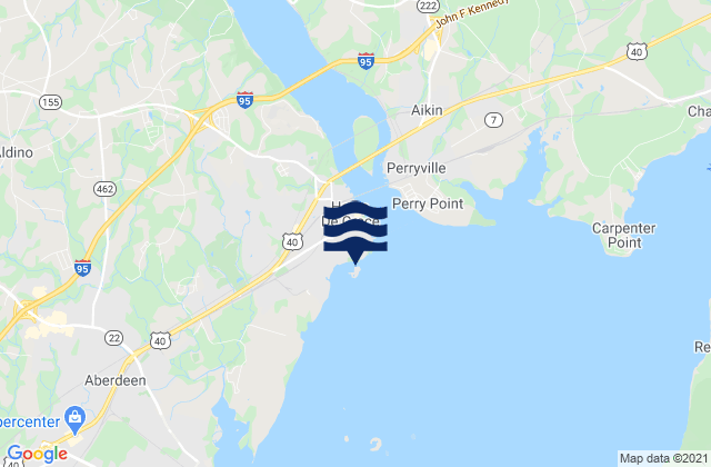 Mapa da tábua de marés em Havre de Grace, United States