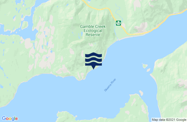 Mapa da tábua de marés em Haysport, Canada