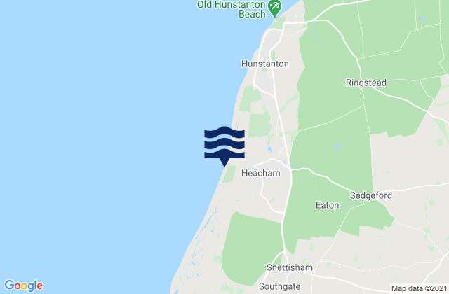 Mapa da tábua de marés em Heacham Beach, United Kingdom
