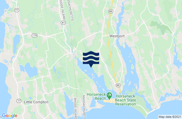 Mapa da tábua de marés em Head of Westport, United States