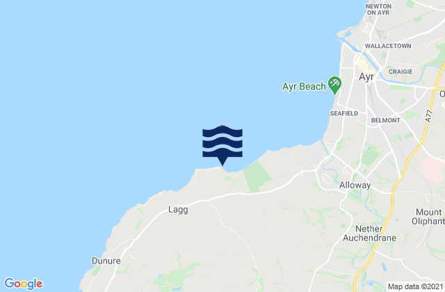 Mapa da tábua de marés em Heads of Ayr, United Kingdom