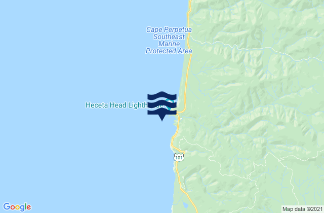 Mapa da tábua de marés em Heceta Head, United States