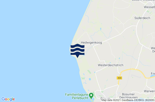 Mapa da tábua de marés em Hedwigenkoog, Germany