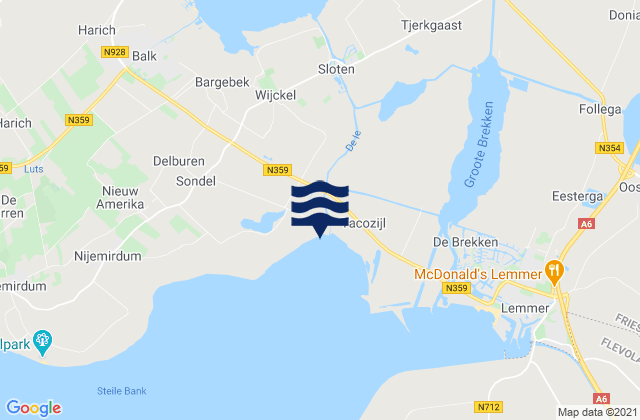 Mapa da tábua de marés em Heeg, Netherlands
