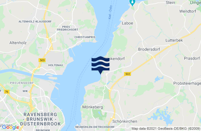Mapa da tábua de marés em Heikendorf, Germany