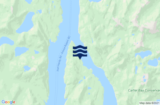 Mapa da tábua de marés em Heikish Narrows, Canada