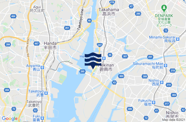 Mapa da tábua de marés em Hekinan-shi, Japan