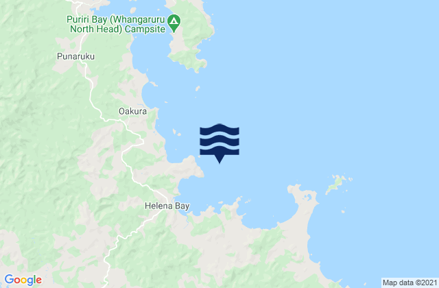 Mapa da tábua de marés em Helena Bay, New Zealand