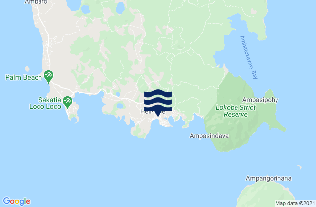 Mapa da tábua de marés em Hell-Ville, Madagascar