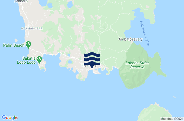 Mapa da tábua de marés em Hell-Ville, Madagascar