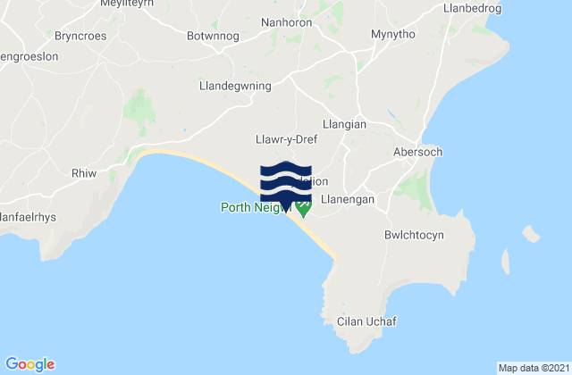 Mapa da tábua de marés em Hells Mouth (Porth Neigwl), United Kingdom