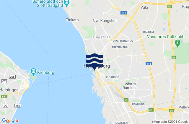 Mapa da tábua de marés em Helsingborg, Sweden