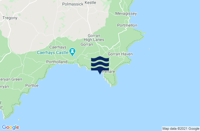 Mapa da tábua de marés em Hemmick Beach, United Kingdom