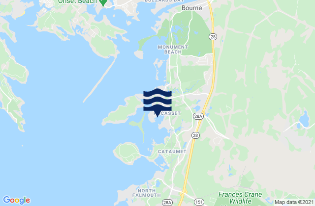 Mapa da tábua de marés em Hen Cove, United States