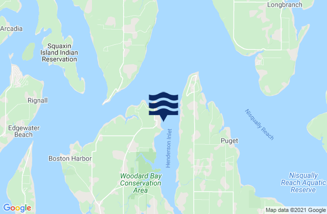 Mapa da tábua de marés em Henderson Inlet, United States