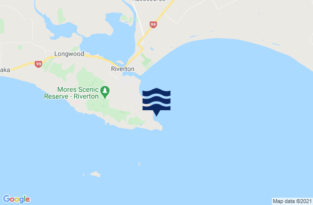 Mapa da tábua de marés em Hendersons Bay, New Zealand