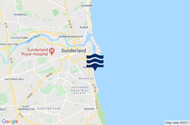 Mapa da tábua de marés em Hendon South Beach, United Kingdom