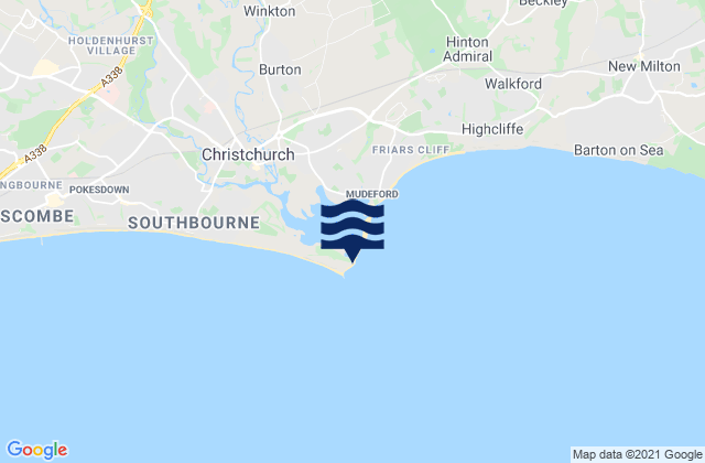 Mapa da tábua de marés em Hengistbury Head, United Kingdom