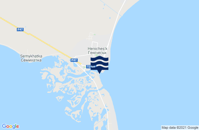 Mapa da tábua de marés em Henichesk Raion, Ukraine