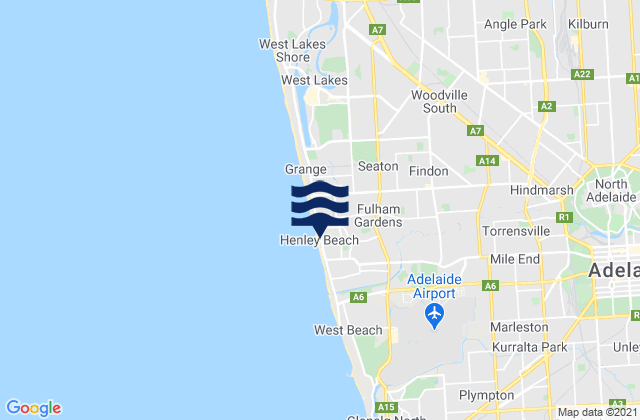 Mapa da tábua de marés em Henley Beach, Australia
