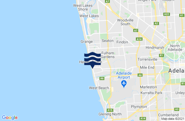 Mapa da tábua de marés em Henley Beach South, Australia
