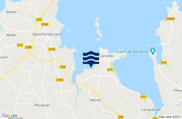 Mapa da tábua de marés em Henvic, France