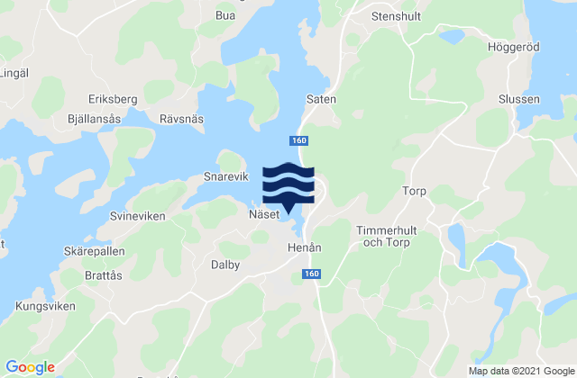 Mapa da tábua de marés em Henån, Sweden