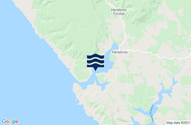 Mapa da tábua de marés em Herekino Harbour, New Zealand